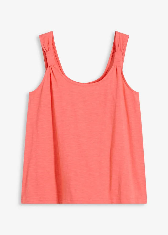 Tank top z czystej bawełny organicznej, kolor: jasny łososiowy