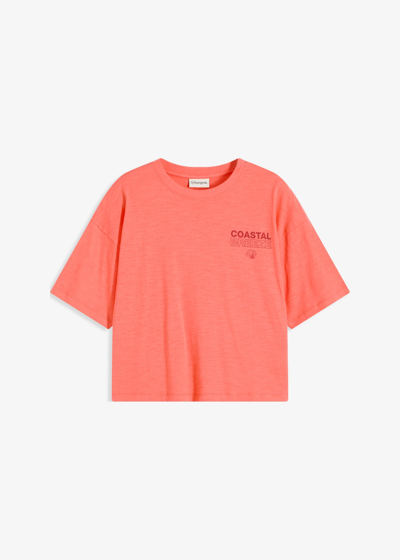 Oversize tričko z čisté organické bavlny • světle lososová s potiskem • bonprix obchod