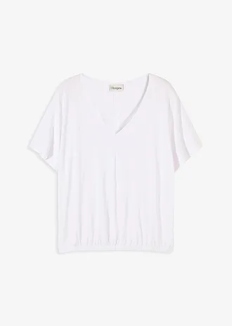 Oversize tričko z měkké viskózové směsi, barva: bílá