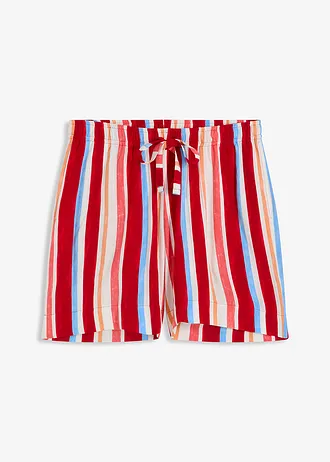 Pantaloni scurți cu elastic și șiret în talie, din viscoză fină
