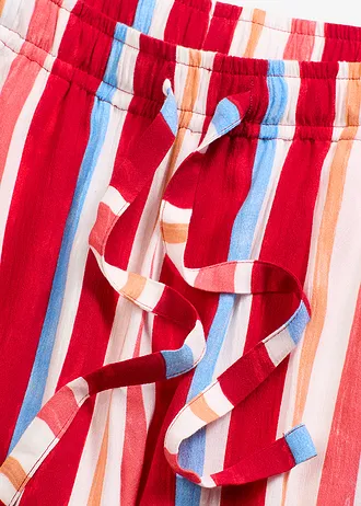 Pantaloni scurți cu elastic și șiret în talie, din viscoză fină • roșu-mac/corai deschis/alb cu dungi • magazin bonprix