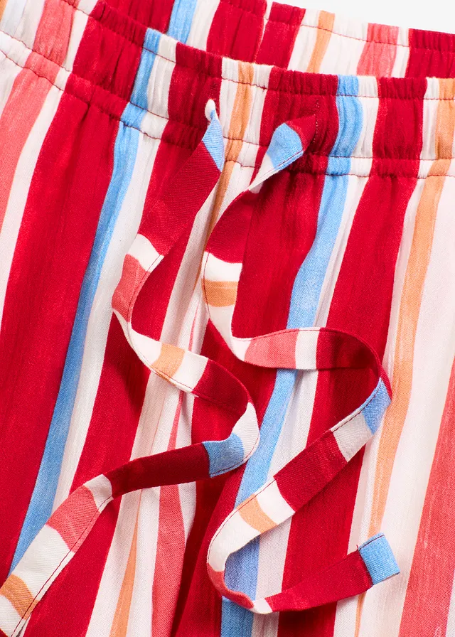 Short à taille élastiquée en viscose • rouge coquelicot/saumon clair/blanc rayé • product-page.page-title-suffix