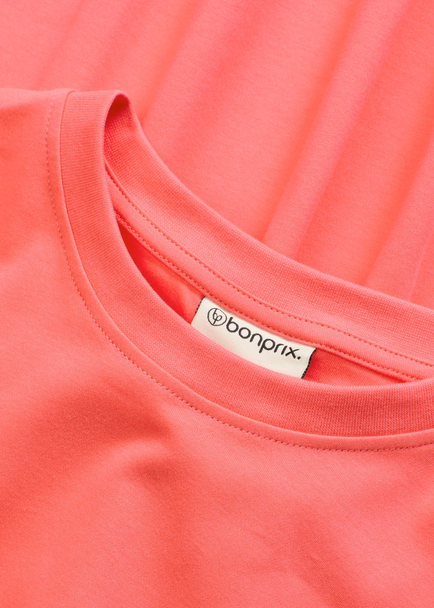 Sukienka T-shirtowa oversize z grubej bawełny organicznej • jasny łososiowy • sklep bonprix