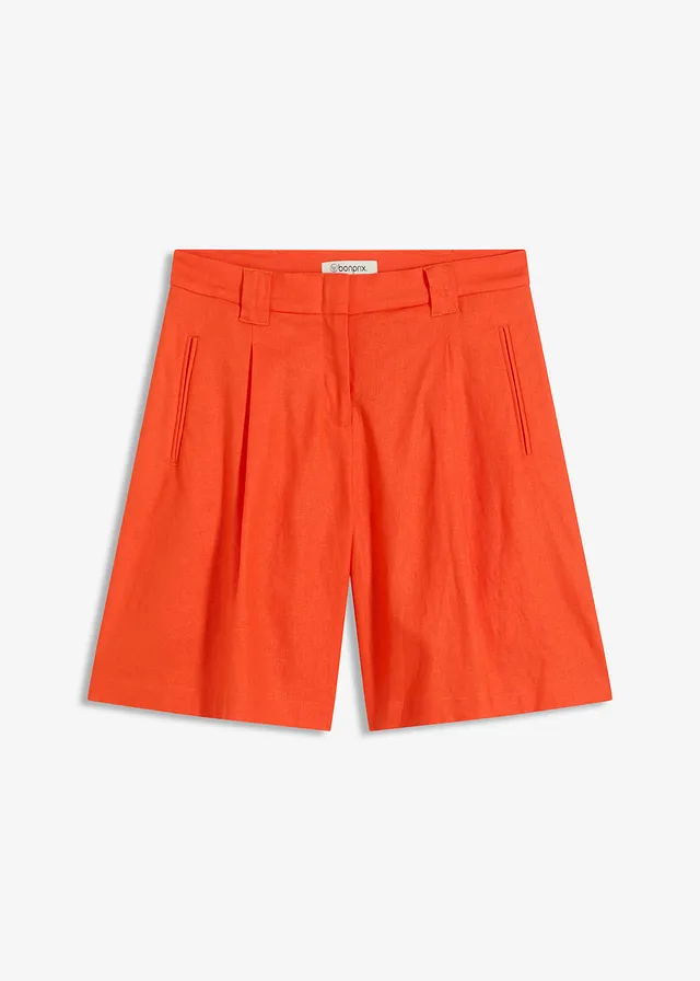 Pantaloni scurţi din material cu in