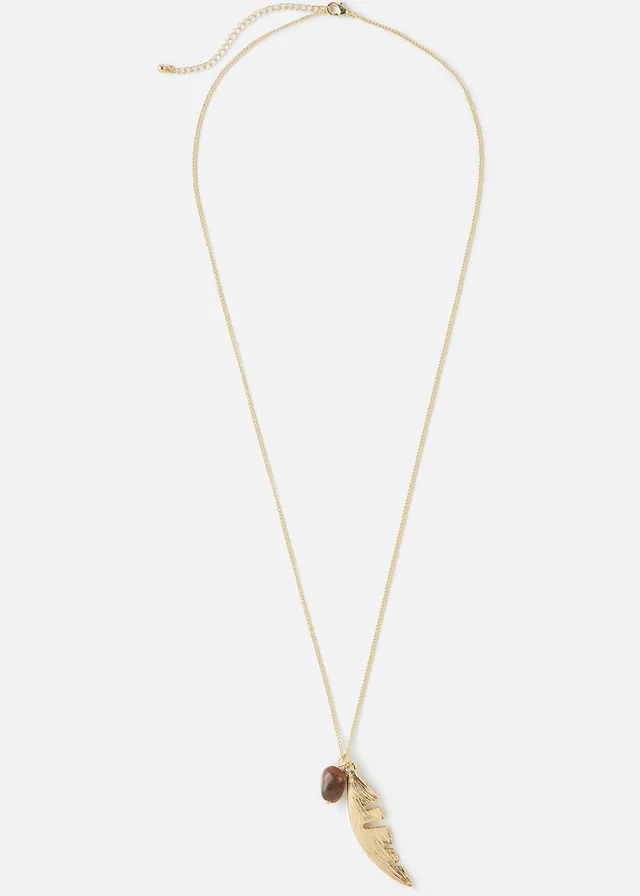 Ketting met hanger in veerlook • goudkleurig • bonprix online shop