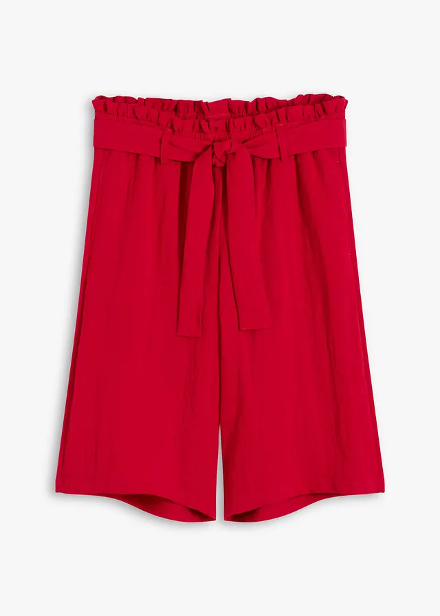 Bermudy bez zapínání, ze splývavé směsi s viskózou • sytě červená • bonprix obchod