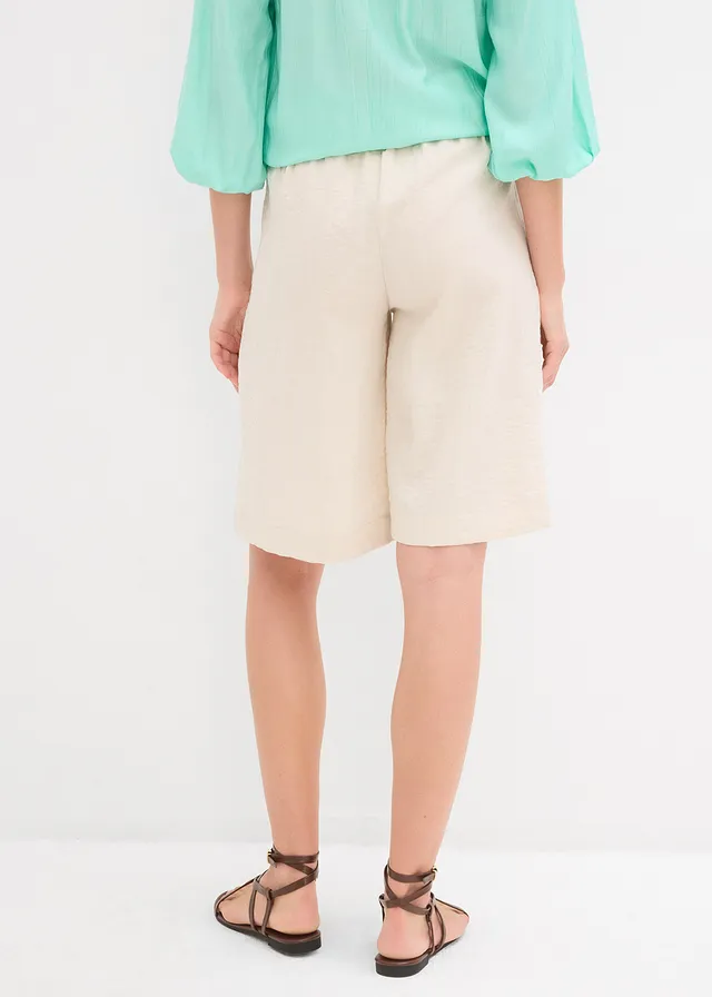 Bermuda van soepele viscose, Kleur: ecru