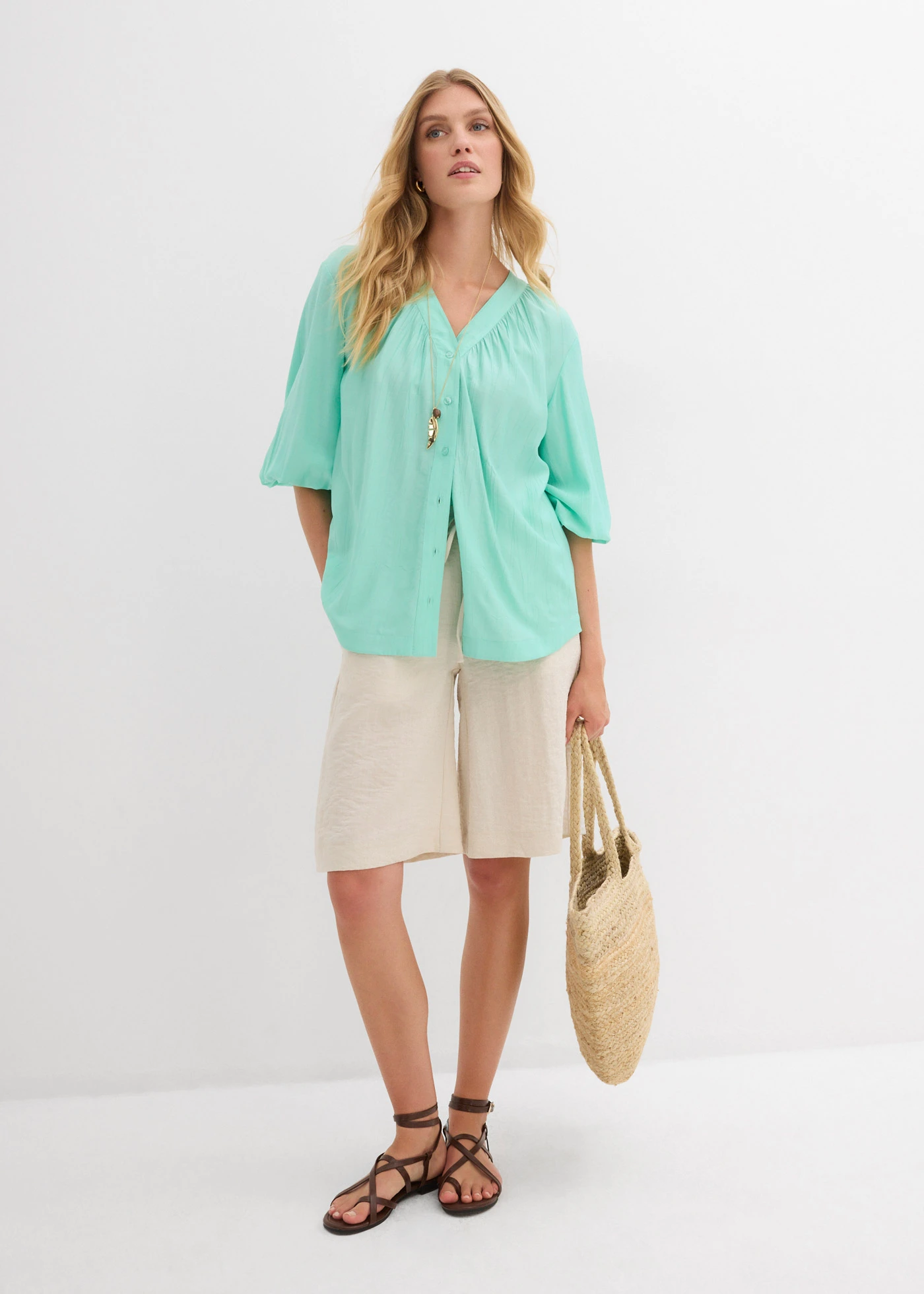 Bermudy ze splývavé viskózové směsi • přírodní • bonprix obchod