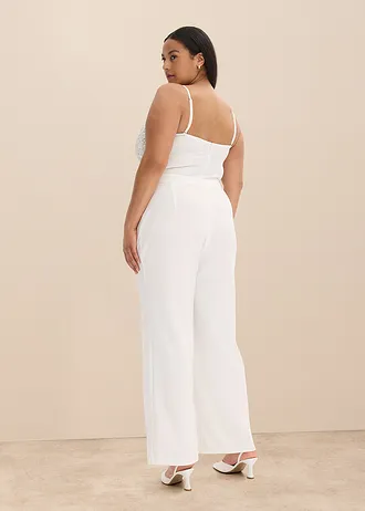 Svatební overal ze strukturovaného krepu, s výšivkou s perličkami, barva: přírodní bílá