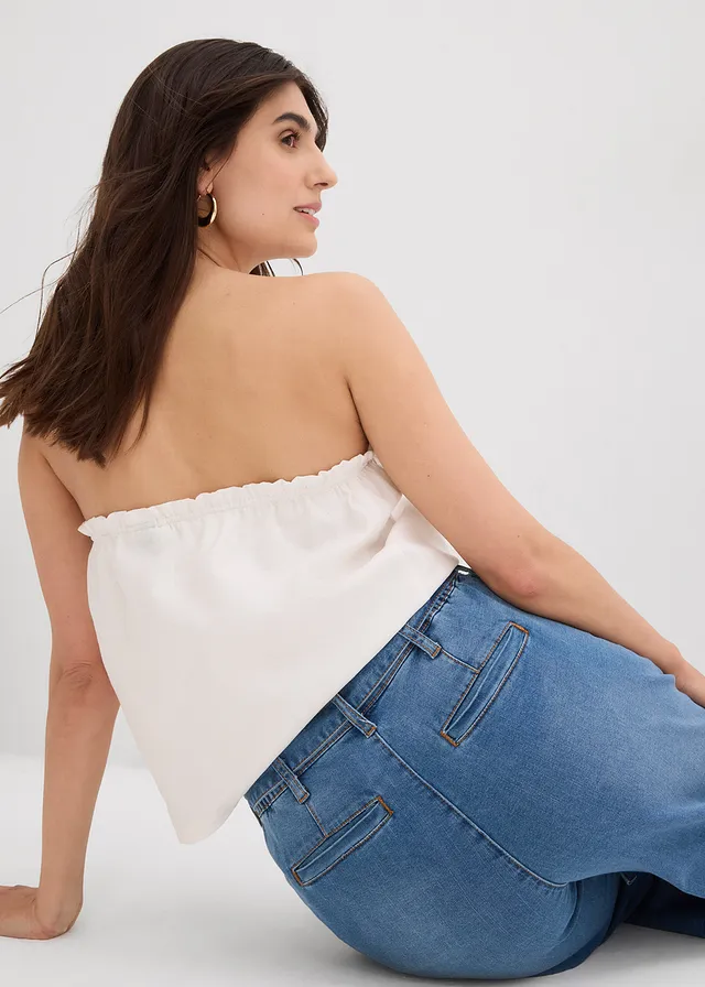Wide leg jeans, high waist, cropped met comfortband • lichtblauw denim used • product-page.page-title-suffix