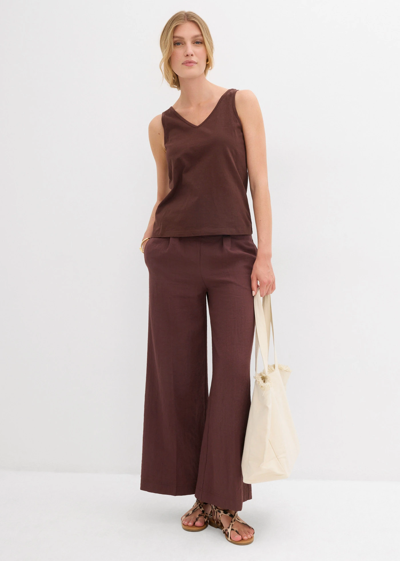 Tanktop van katoen (set van 2) • wolwit-terrabruin • bonprix online shop