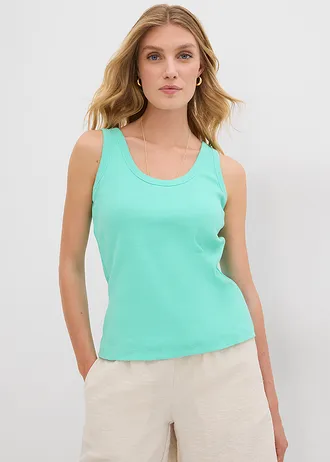 Ujjatlan bordás póló bio-pamuttal (2 db-os csomag) • új bézs-mentolkék • bonprix áruház