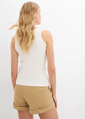 Tanktop met biologisch katoen (set van 2), Kleur: wolwit-terrabruin