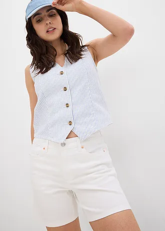 Short en jean, taille mi-haute • blanc • Boutique bonprix