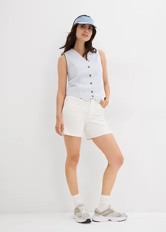 Džínové bermudy Mid Waist, Low Stretch, barva: bílá