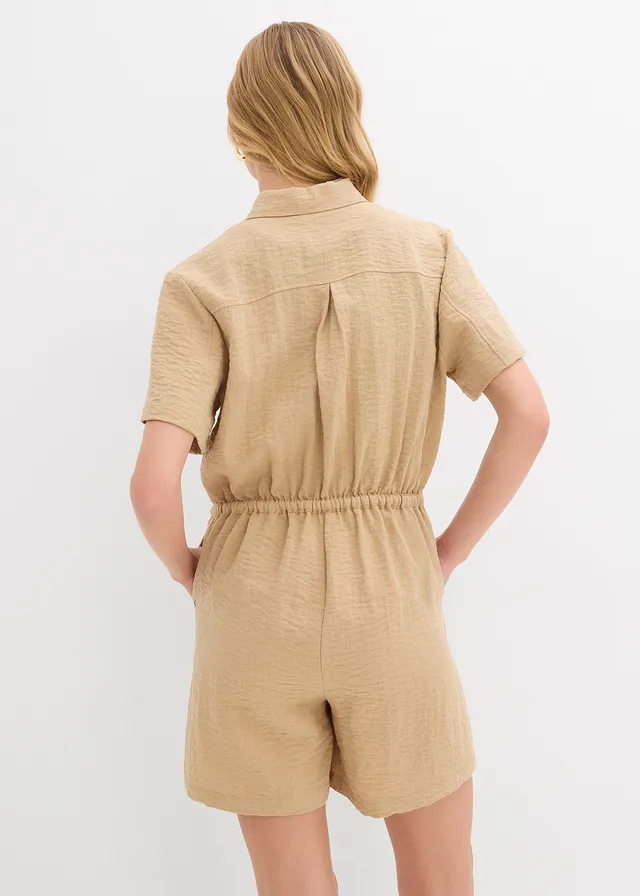 Jumpsuit van een fijne viscosemix, Kleur: new beige