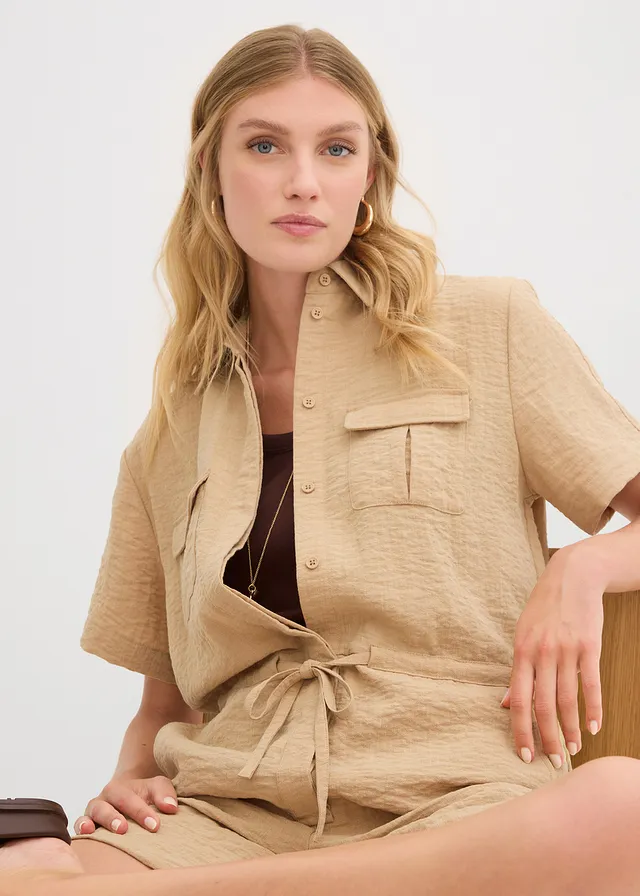 Combishort en viscose mélangée • beige foncé • product-page.page-title-suffix