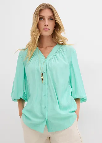 Chemisier doux et oversize, Couleur: bleu menthol