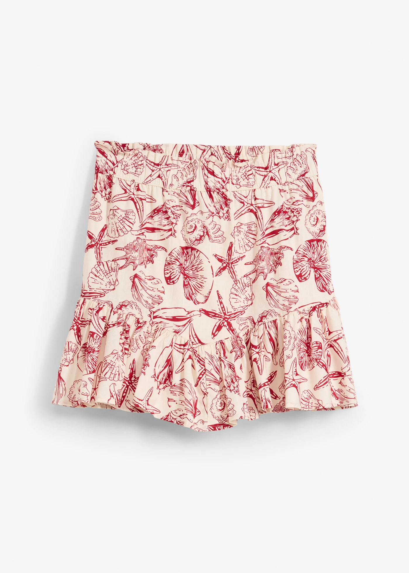 Minirok van katoen • crèmewit-chilirood gedessineerd • bonprix online shop