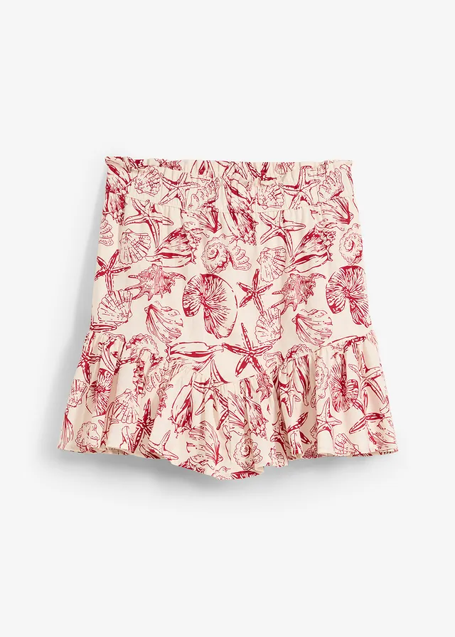 Minirok van katoen • crèmewit-chilirood gedessineerd • bonprix online shop