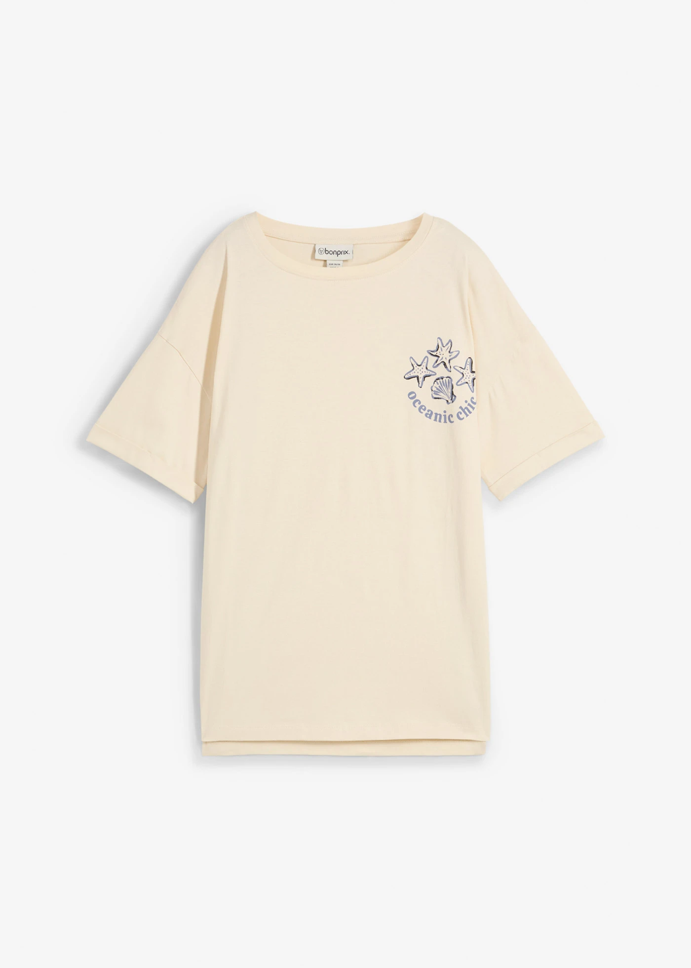 Boxy shirt van puur katoen • beige-mat blauw-zwart • bonprix online shop