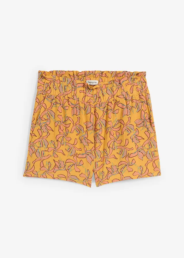 Pantaloni scurți din material cu bumbac și viscoză
