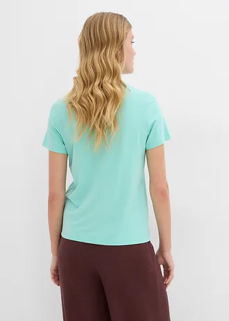 T-shirt z nadrukiem • niebieski mentolowy/ciemnobrązowy • sklep bonprix