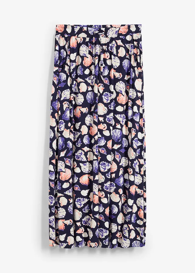 Maxirok in een zachte viscosemix • donkerblauw gedessineerd • bonprix online shop