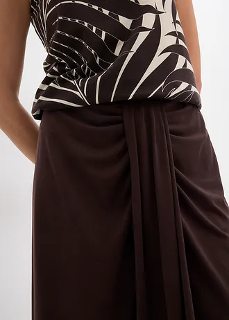 Žerzejová sukně s pohodlným pasem • tmavě hnědá • bonprix obchod