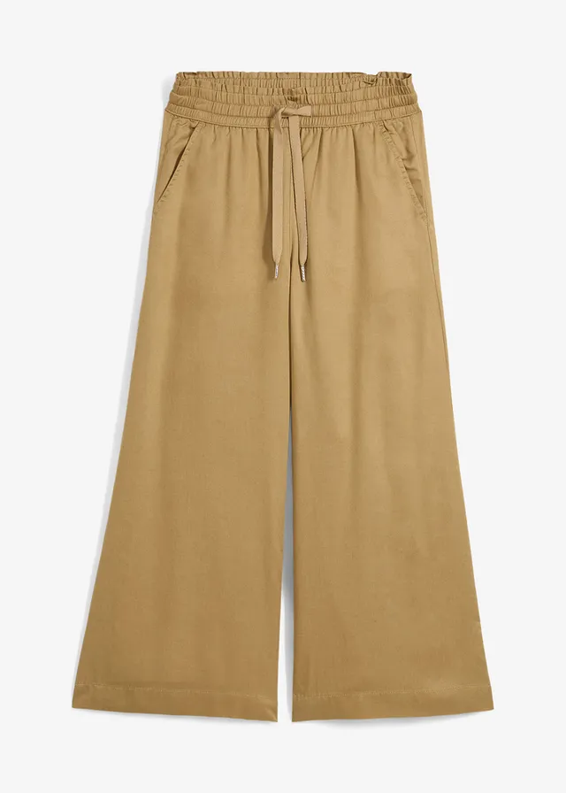 Pantaloni cu elastic și șiret în talie 7/8 din Lyocell