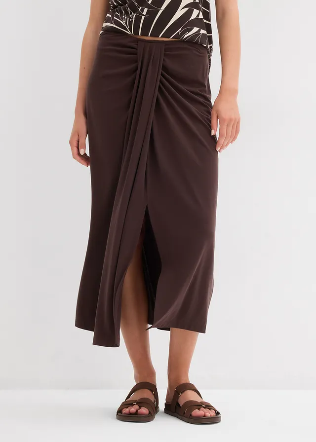 Jupe en jersey avec taille élastiquée • marron foncé • product-page.page-title-suffix