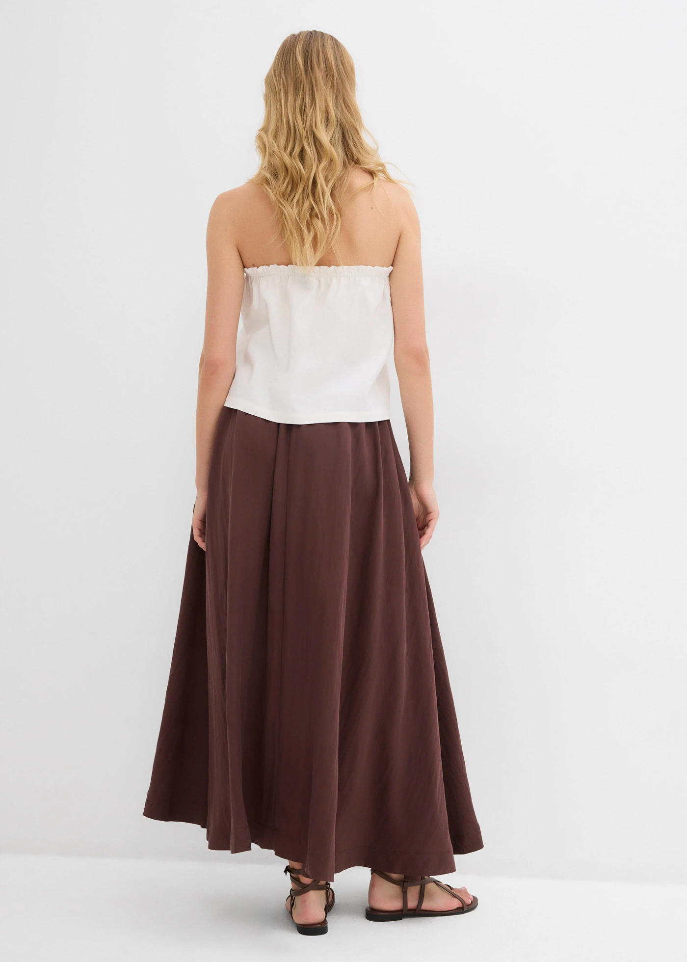 Maxi sukně ze splývavé lyocellové směsi • hnědá terakota • bonprix obchod