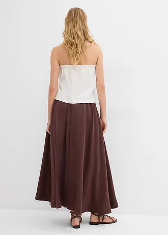 Jupe longue et évasée en Lyocell mélangé, Couleur: marron