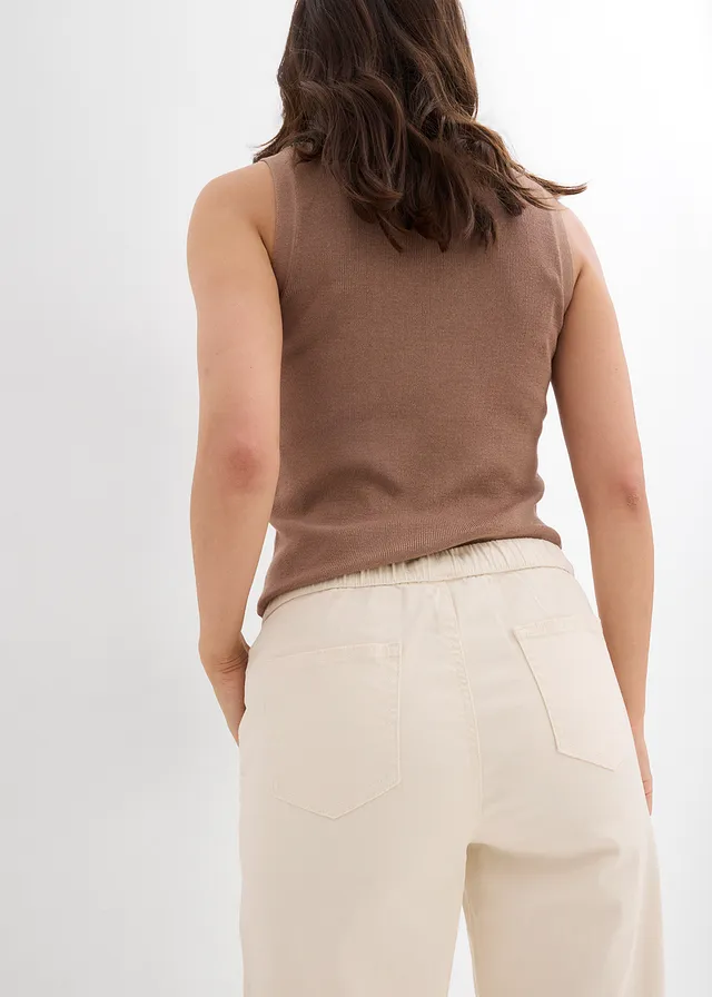 Barrel jeans met mid waist en comfortband • natuurbeige • product-page.page-title-suffix