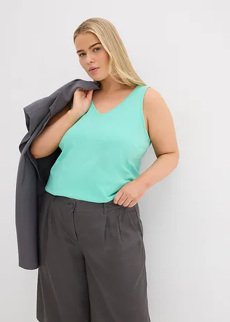 Tanktop van katoen (set van 2) • wolwit-terrabruin plus size • bonprix online shop