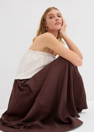 Maxi sukně ze splývavé lyocellové směsi • hnědá terakota • bonprix obchod