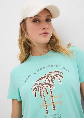 T-shirt à imprimé • bleu menthol/marron foncé • Boutique bonprix