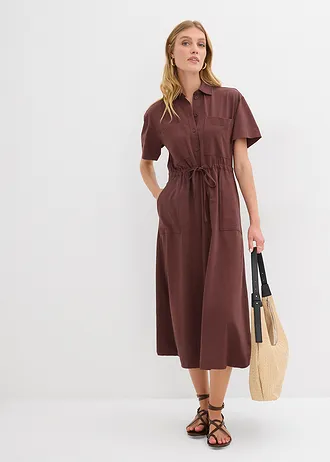 Jerysey jurk van stretch katoen • terrabruin • bonprix online shop