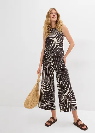 Culotte kalhoty z měkké viskózové směsi • přírodno-tmavě hnědá s potiskem • bonprix obchod