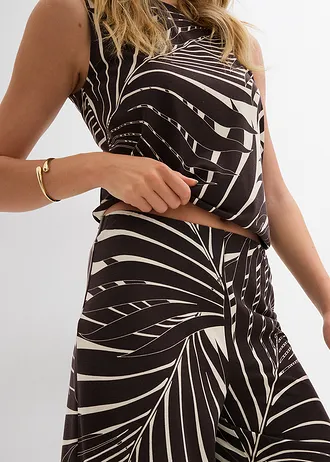 Culotte kalhoty z měkké viskózové směsi • přírodno-tmavě hnědá s potiskem • bonprix obchod