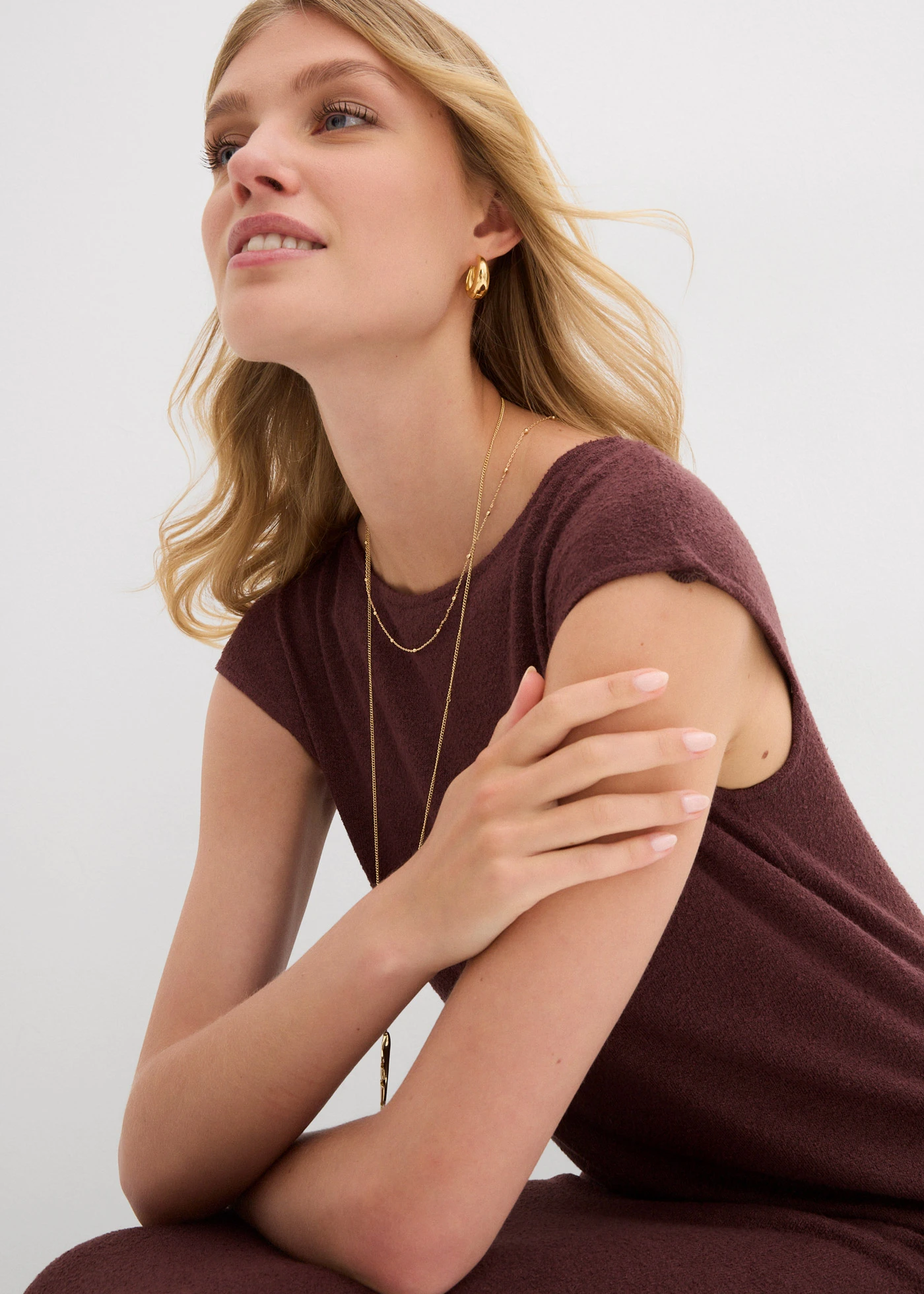 Midi šaty ze vzhledem pleteniny • hnědá terakota • bonprix obchod