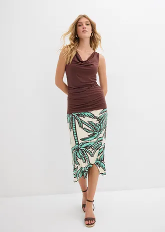 Top doux en viscose extensible, Couleur: marron