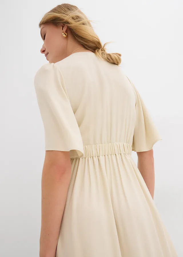 Maxi jurk met strokenrok van soepele viscose • ecru • product-page.page-title-suffix