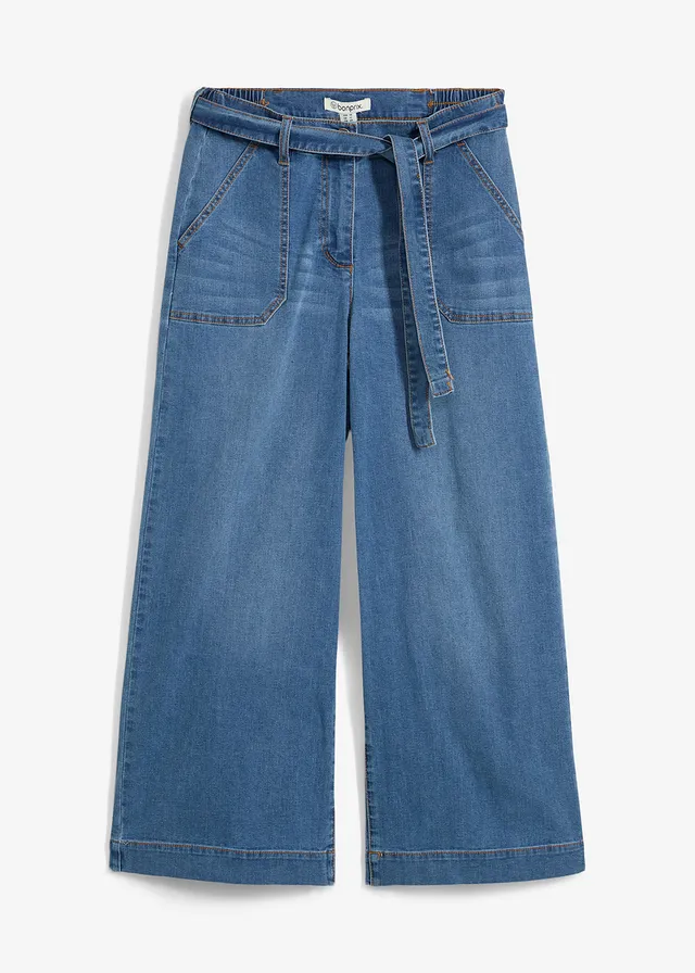 Wijde jeans, high waist, cropped