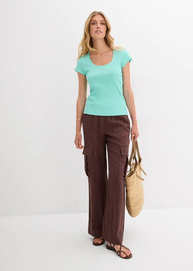 Tricou din bumbac organic 100% albastru-mentol