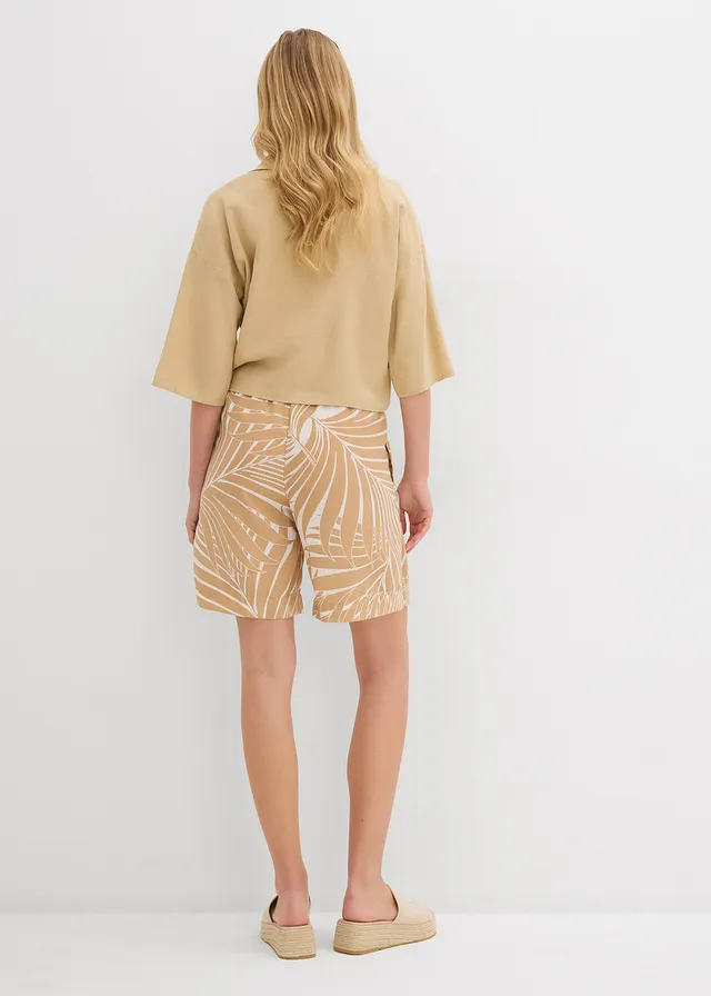 Instap bermuda, Kleur: wolwit-new beige gedessineerd