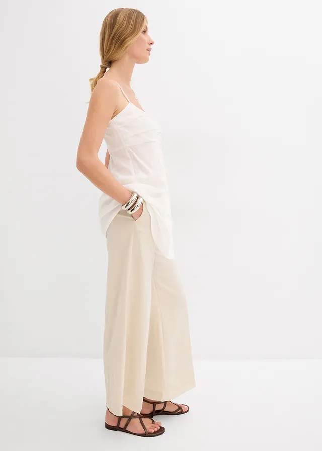 Lange blouse van soepele viscose, Kleur: wolwit