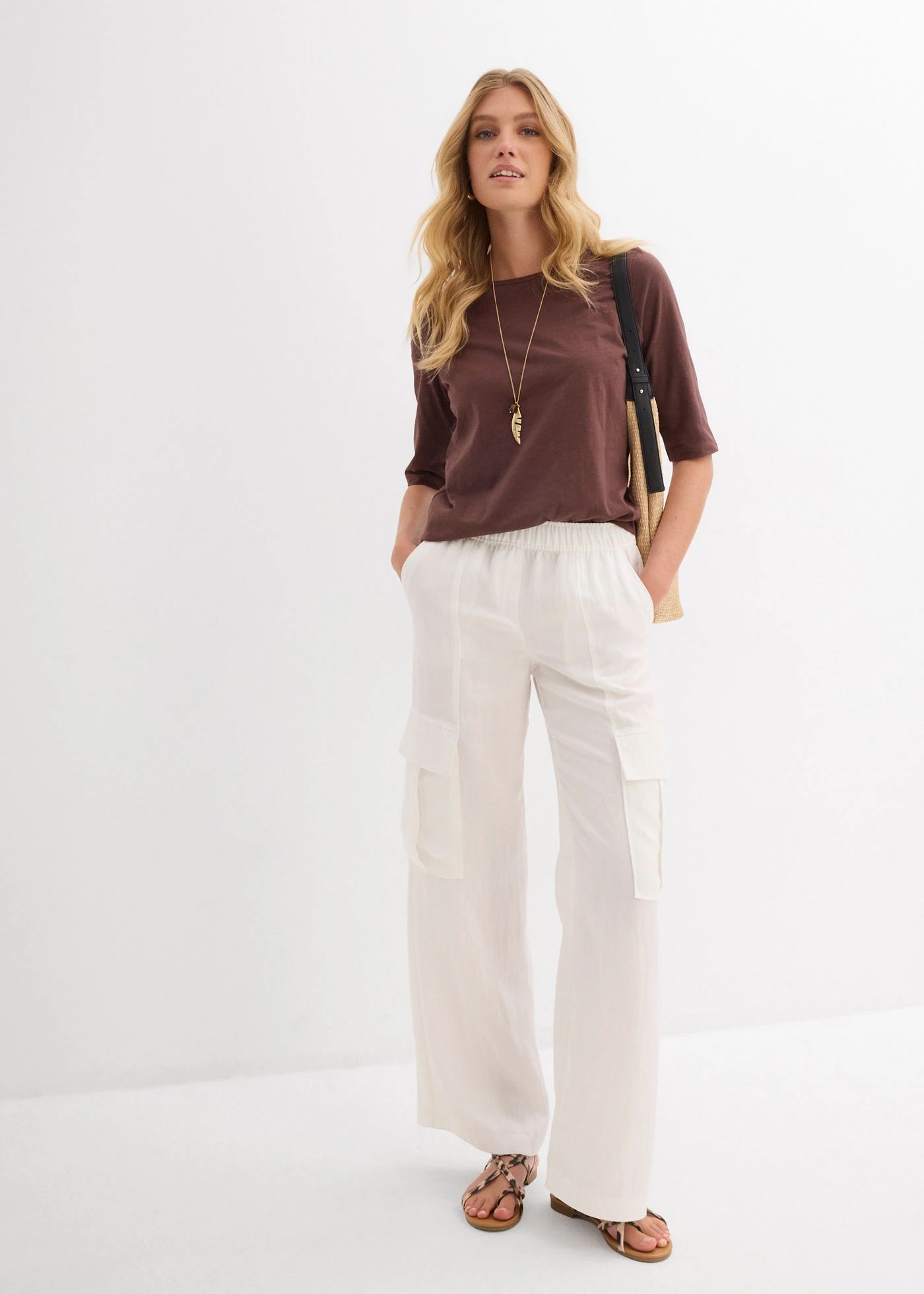 Tričko z čisté organické bavlny (2 ks v balení) • přírodní bílá + hnědá terakota • bonprix obchod