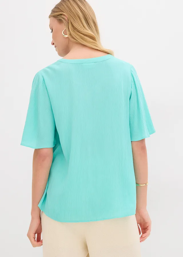 Tuniekblouse van soepele viscose, Kleur: mentholblauw