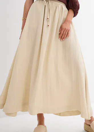 Maxi sukně ze splývavé lyocellové směsi • přírodní • bonprix obchod